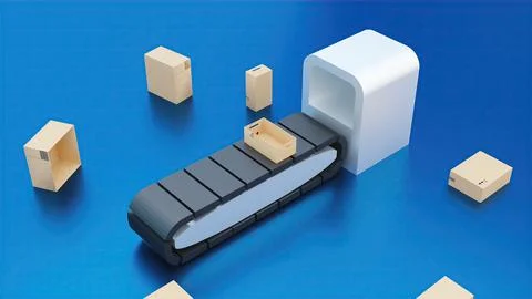 Boxes on the conveyor belt Illustrazione stock