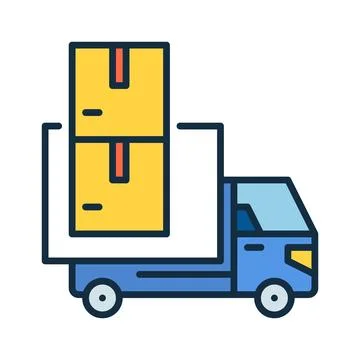 Boxes in Delivery Truck vector concept colored icon Stock Illustration