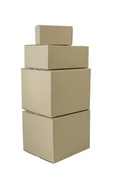 Boxes in different sizes stacked boxes isolated on white background Foto stock