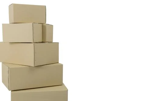 Boxes in different sizes stacked boxes isolated on white background Stock Photos
