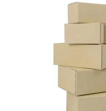 Boxes in different sizes stacked boxes isolated on white background Stock Photos