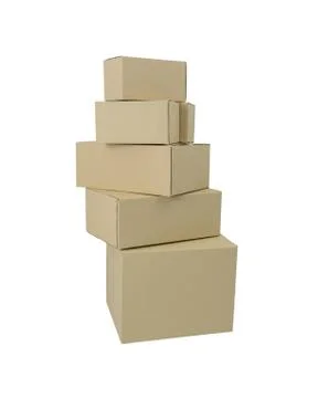 Boxes in different sizes stacked boxes isolated on white background Foto stock