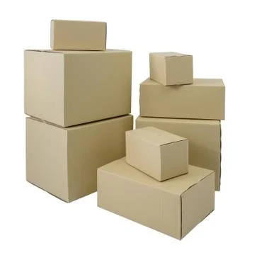 Boxes in different sizes stacked boxes isolated on white background Foto stock