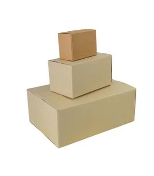 Boxes in different sizes stacked boxes isolated on white background Foto stock