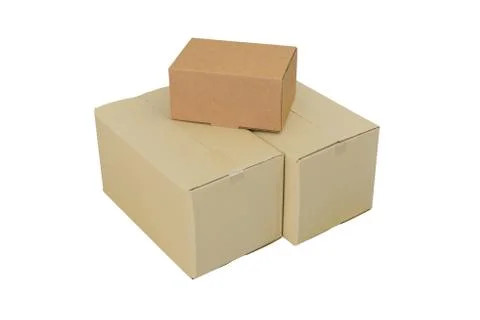 Boxes in different sizes stacked boxes isolated on white background Foto stock