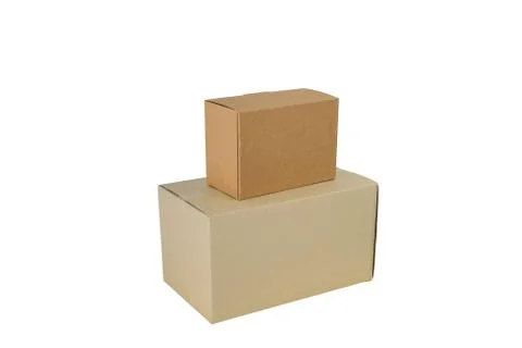 Boxes in different sizes stacked boxes isolated on white background Foto stock