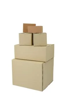 Boxes in different sizes stacked boxes isolated on white background Foto stock
