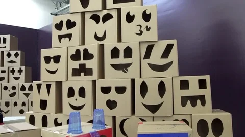 Boxes with emoticons Stock Footage 83432573