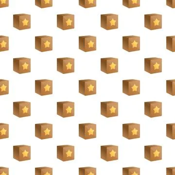 Boxes featuring golden stars create a seamless pattern イラスト素材