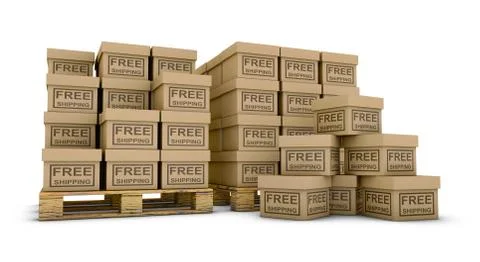 Boxes free shipping Illustrazione stock