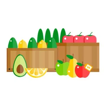 Boxes fuits shipping container vector Stockillustratie