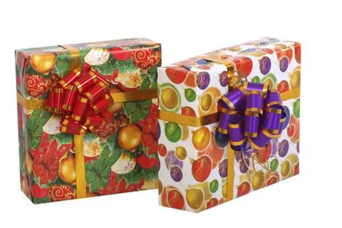 Boxes with gifts. 库存照片