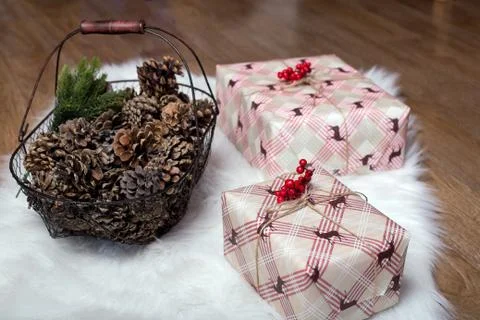 Boxes with gifts Stock Photos