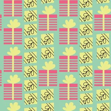 Boxes with gifts. Seamless pattern. Stock Illustration