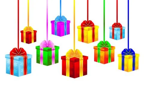 Boxes with gifts on a white background Stock Illustration