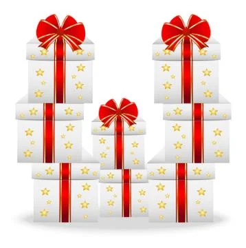 Boxes with gifts on a white background Stock Illustration