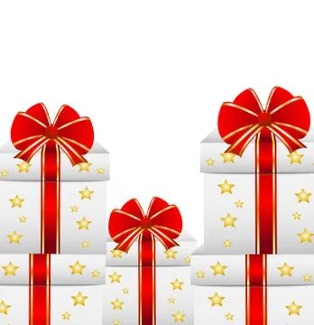 Boxes with gifts on a white background Stock Illustration
