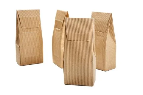 Boxes from the goffered cardboard isolated on a white background Stock Photos
