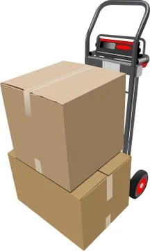 Boxes on hand pallet truck. Vector illustration Illustrazione stock