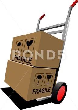 Boxes on hand pallet truck. Vector illustration: Royalty Free #107811494