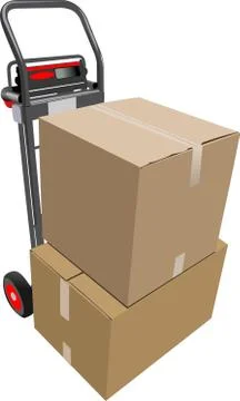 Boxes on hand pallet truck. Vector illustration Stock Illustration