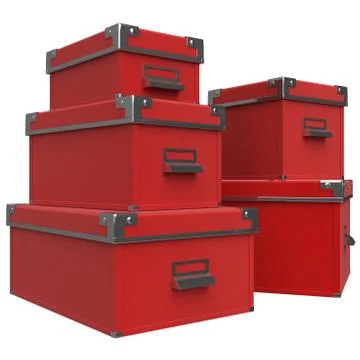 Boxes, handles, chrome. 3D graphic Stock Illustration