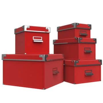 Boxes with handles closed. 3D graphic Illustrazione stock