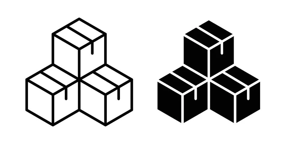 Boxes icon. Outline, flat icons Stockillustratie