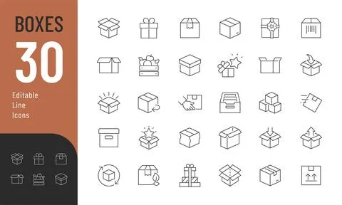 Boxes Line Editable Icons set. Stock Illustration