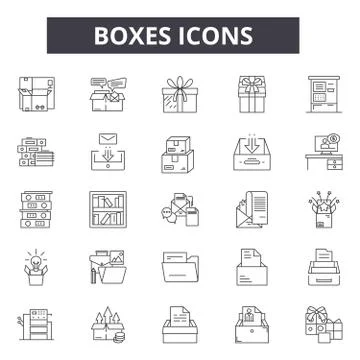 Boxes line icons for web and mobile design. Editable stroke signs. Boxes outline Stock Illustration