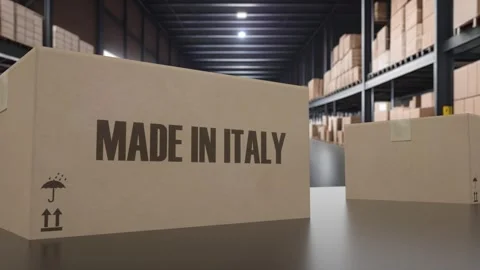 Boxes with MADE IN ITALY text on conveyo... | Stock Video | Pond5