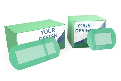 Boxes with medical plasters 3d model 01 Illustrazione stock