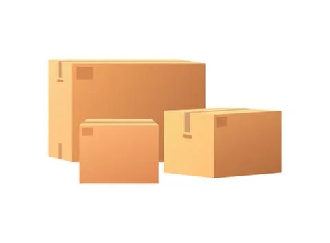 Boxes Mockups, Post Container for Goods Delivery 스톡 일러스트