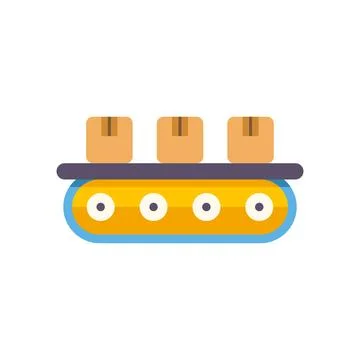Boxes moving on conveyor belt for packaging and logistics イラスト素材