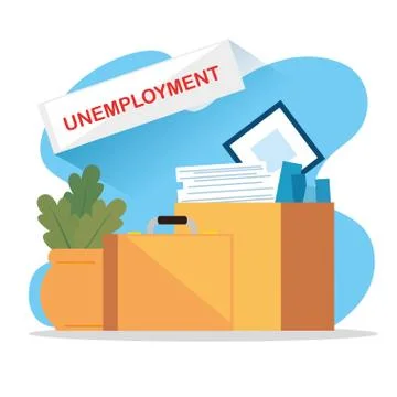 Boxes with objects of unemployed Stock Illustration