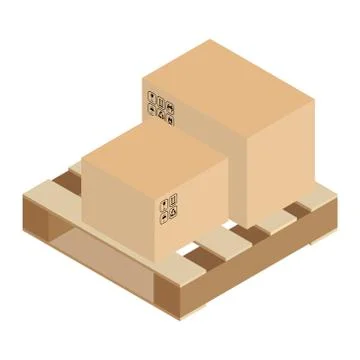 Boxes On Pallet Crate Vector Illustrazione stock