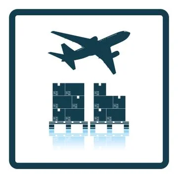 Boxes on pallet under airplane Stock Illustration
