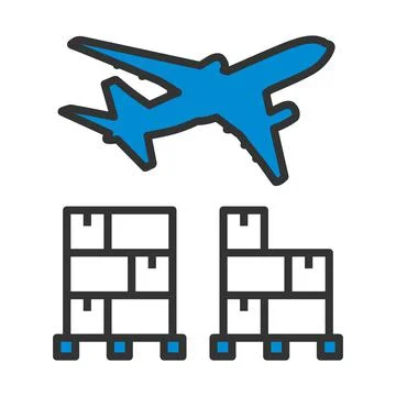 Boxes On Pallet Under Airplane Stock Illustration