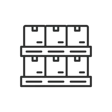 Boxes on pallets, icon in line design. Boxes on pallets, pallet icon, cargo Stock-Illustration