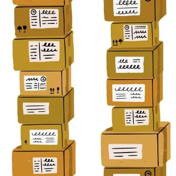 Boxes, parcels and shipments seamless pattern Illustrazione stock