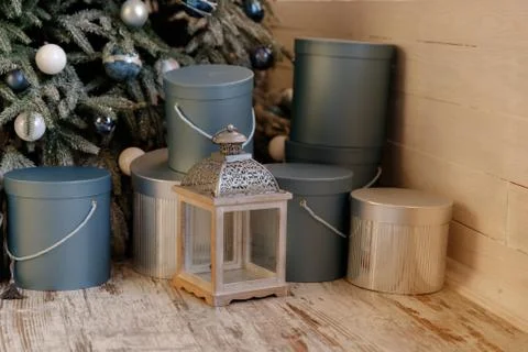Boxes Of Presents Under The Christmas Tree Stock Photos