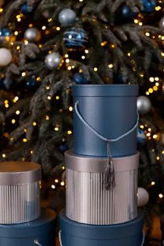 Boxes Of Presents Under The Christmas Tree Stock Photos