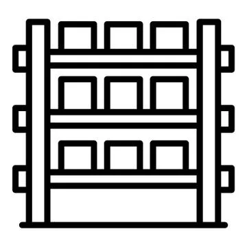 Boxes rack icon, outline style Stock Illustration