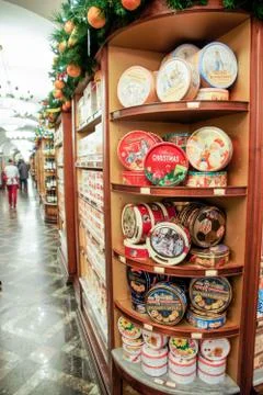 Boxes on the rack. Stock Photos