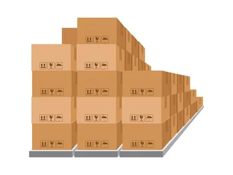 Boxes on racks, warehouse storage box, carton box on shelf, logistics, carg.. 스톡 일러스트