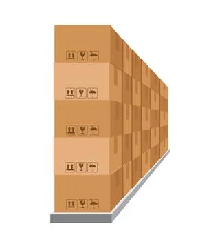 Boxes on racks, warehouse storage box, carton box on shelf, logistics, carg.. イラスト素材