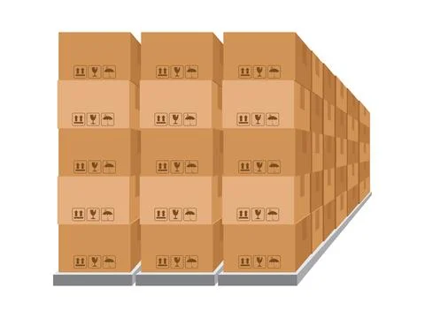 Boxes on racks, warehouse storage box, carton box on shelf, logistics, carg.. Stock-Illustration