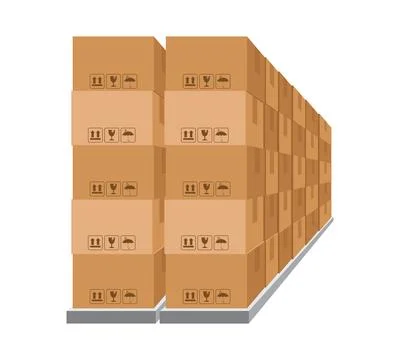 Boxes on racks, warehouse storage box, carton box on shelf, logistics, carg.. イラスト素材