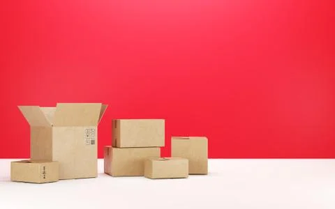 Boxes on a red background. Stock Illustration