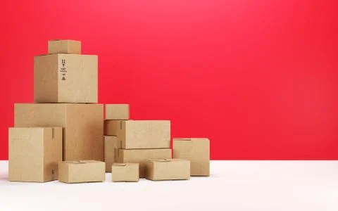 Boxes on a red background. Stock Illustration